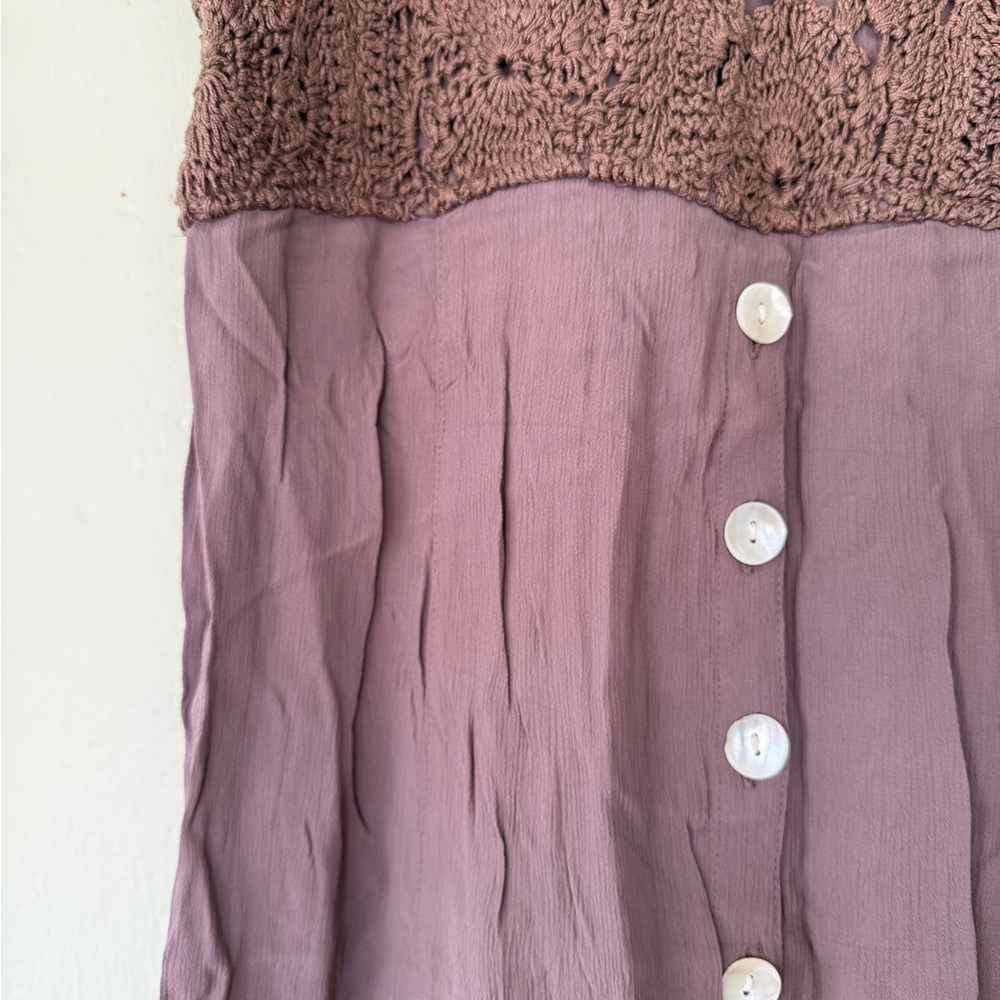 Vintage Mauve Crochet and Capiz Shell Midi Dress - Picture 3 of 6